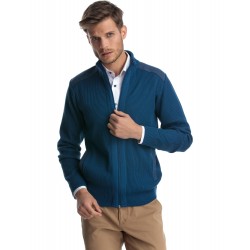 Jacheta albastra cu fermoar slim fit