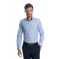 Camasa casual slim fit cu imprimeuri geometrice albastre