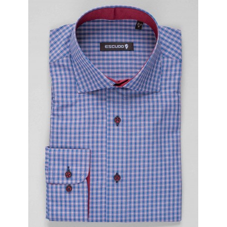 Camasa casual bleumarin cu carouri bordo