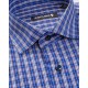 Camasa albastra regular fit cu caro maro