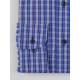 Camasa albastra regular fit cu caro maro
