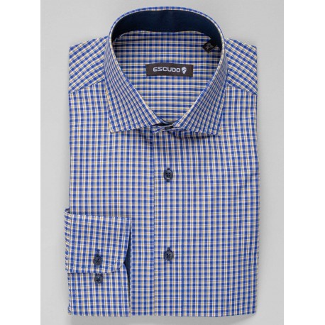 Camasa bleumarin cu galben regular fit cu caro 