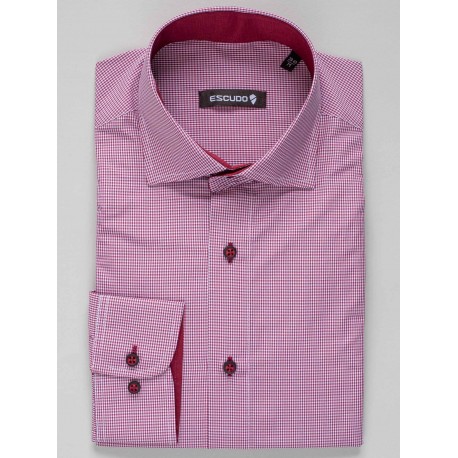 Camasa barbati regular fit cu carouri mici rosii