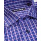 Camasa albastra cu carouri bordo slim fit 