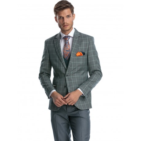 Costum vernil slim fit cu vesta 