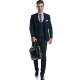 Costum cu vesta slim fit bleumarin pepit