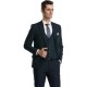 Costum slim fit cu vesta bleumarin