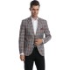 Sacou slim fit in carouri gri cu rosu