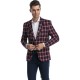 Sacou in carouri bleumarin cu rosu slim fit