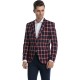 Sacou in carouri bleumarin cu rosu slim fit