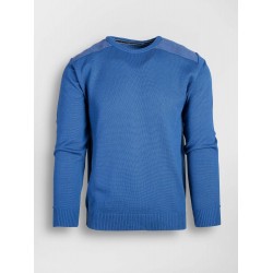 Pulover cu cotiere regular albastru