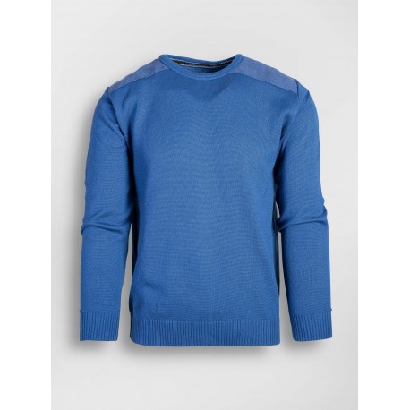 Pulover cu cotiere regular albastru