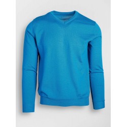 Pulover din lana albastru slim fit