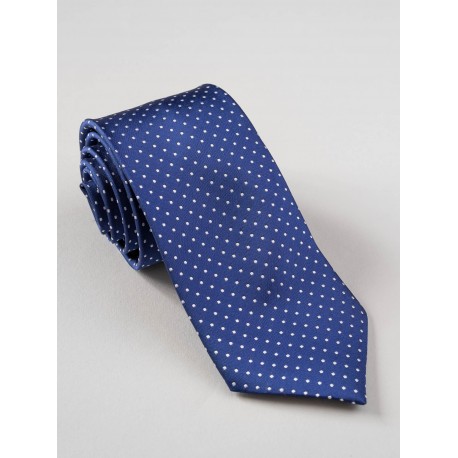 Cravata bleumarin cu picouri albe