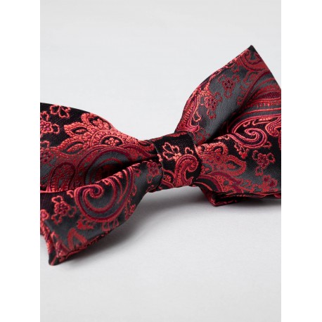 Papion negru cu rosu model floral 